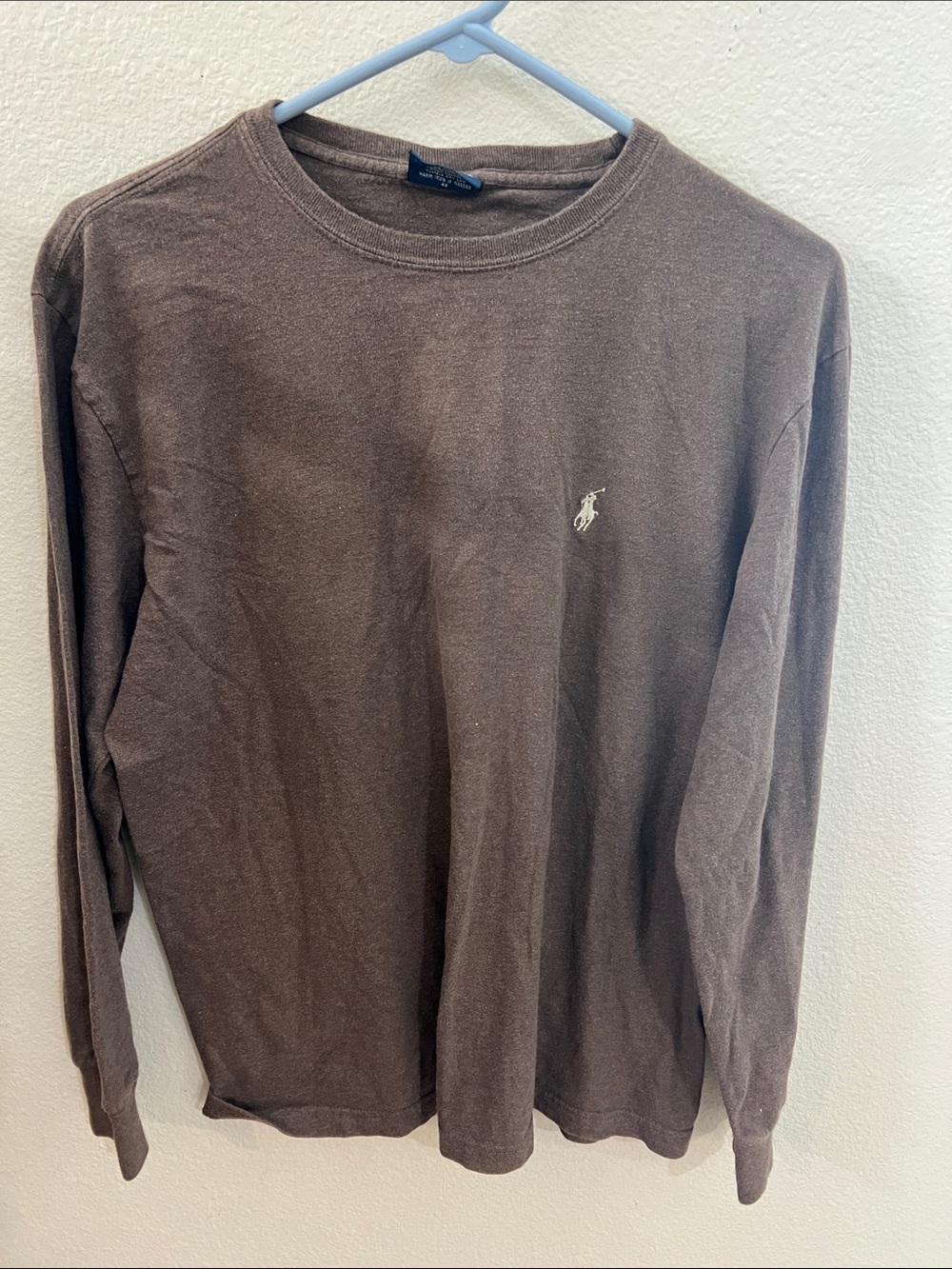 Ralph Lauren Brown Crewneck Long-Sleeve Sweater with White Polo Emblem